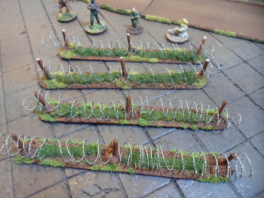 Wargame Terrain Barbed Wire, 28mm 25mm painted lot of 4 pcs Painted