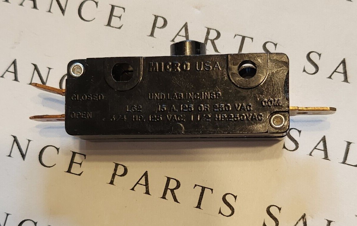 MICRO SWITCH NORMALLY OPEN/CLOSED BUTTON SWITCH L62 1PL12 15A 125/250VAC TESTED