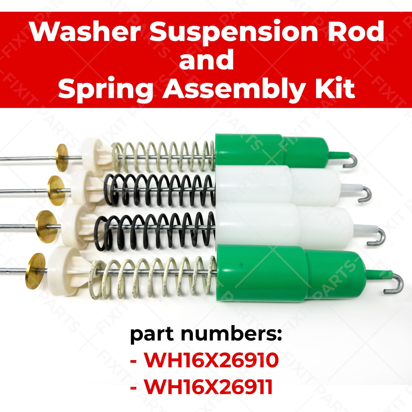 NEW Genuine OEM GE WH16X26911 & WH16X26910 Set of 4 Washer Susp Rod&Spring Kit