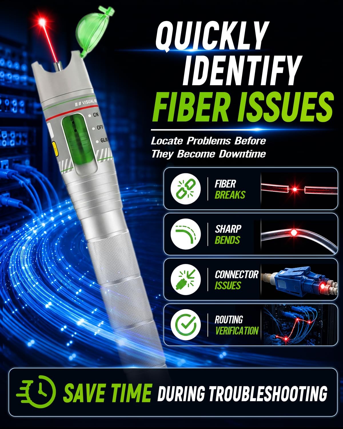 VFLTOOL 2pc Beryl VFL fiber optic tester