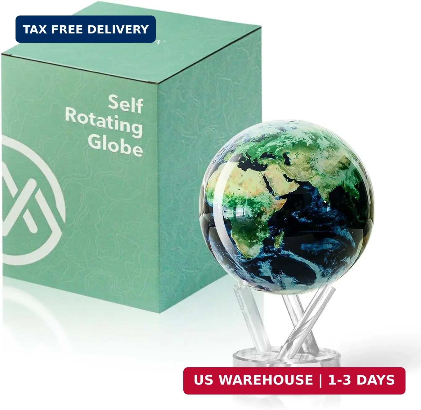 MOVA Globe - Earth with Clouds Classic (4.5") | Self-Rotating Globe Powered by L