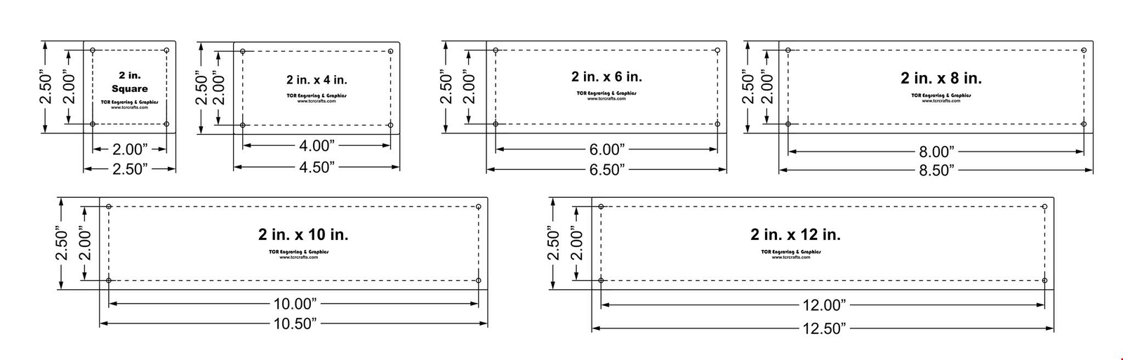 6 Piece Rectangle-Square Set - 1/8 Inch Thick Acrylic- Quilting templates