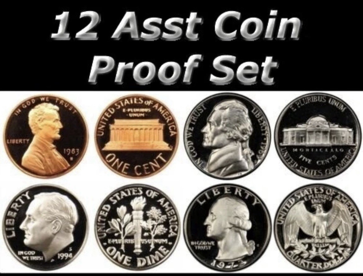 Lot of 12 Assorted Gem Proof US Cent Coins-US Uncirculated Proof Coins + Bonus