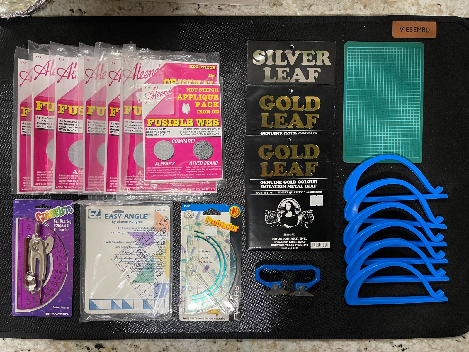 NEW PKG Lot - Fusable Web, Gold/Silver Leaf, Protractors and Quilt Gathers