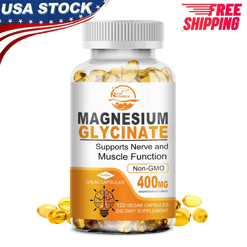 Magnesium Glycinate 400mg 120 Capsules for Calm, Stress, Sleep, Leg Cramp, Heart