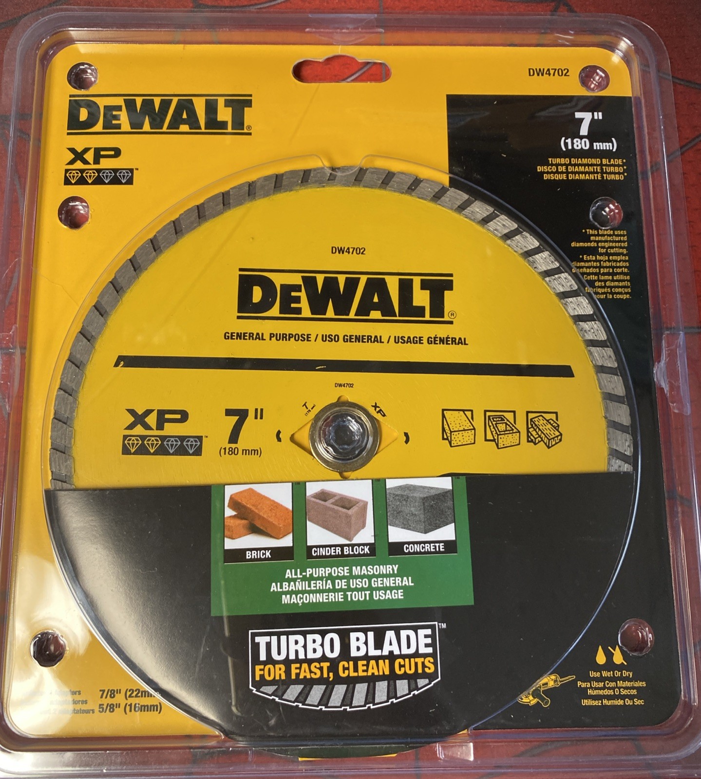 DEWALT 7" DW4702 XP Diamond Circular Saw Wet/Dry Cutting Blade