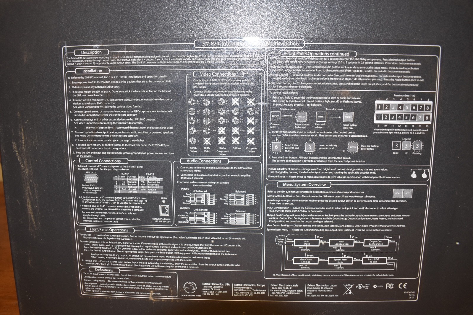 EXTRON VIDEO INTEGRATION SCALING MULTISWITCHER USED MODEL# ISM-824