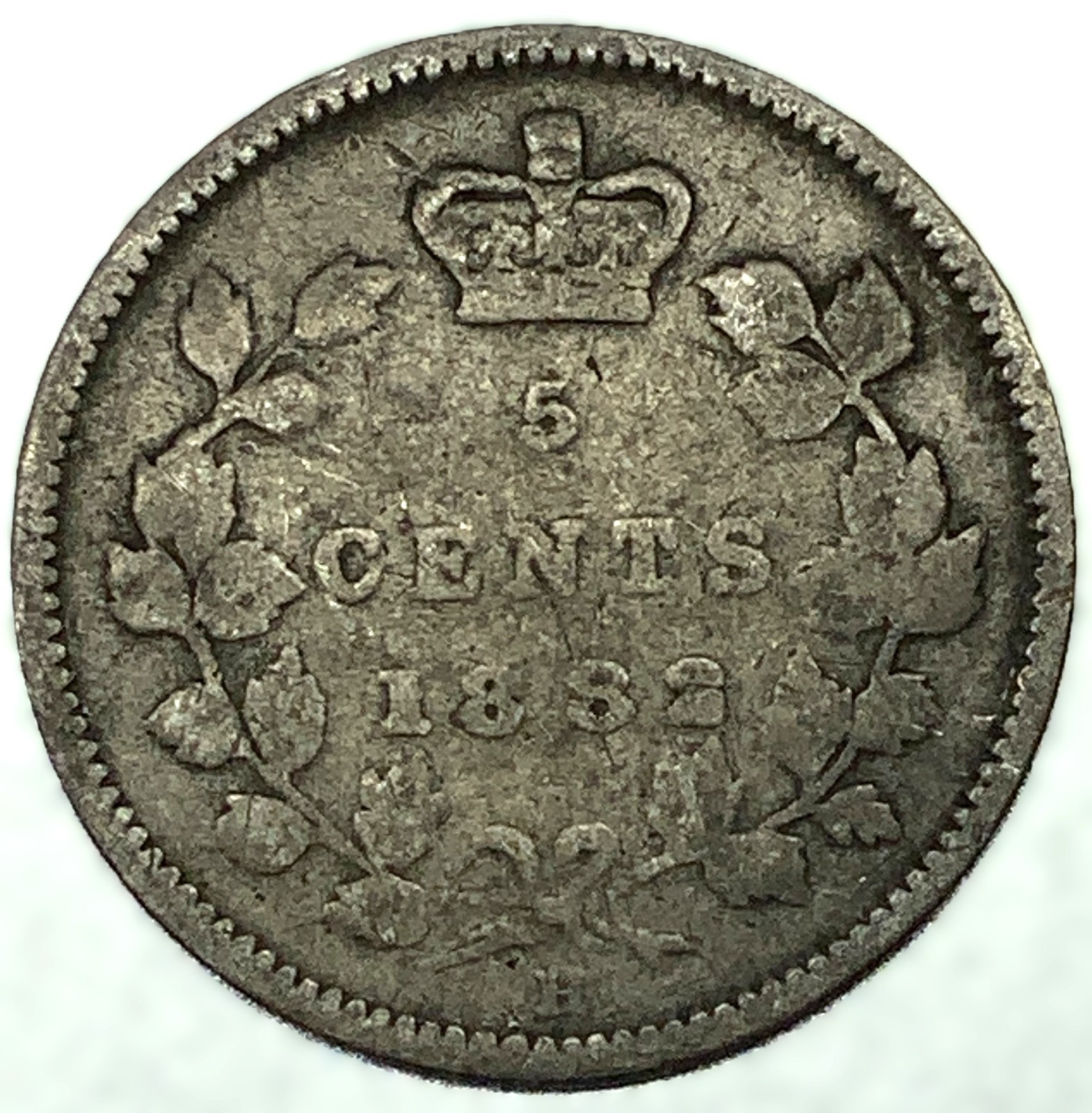 Canada 1882 H Five Cents World Silver Coin .925 - 4749
