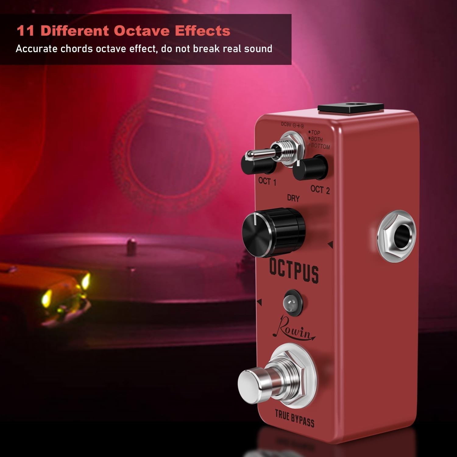 Rowin Polyphonic Octave Guitar Effects Pedal Pure Octopus Digital Mini Single...