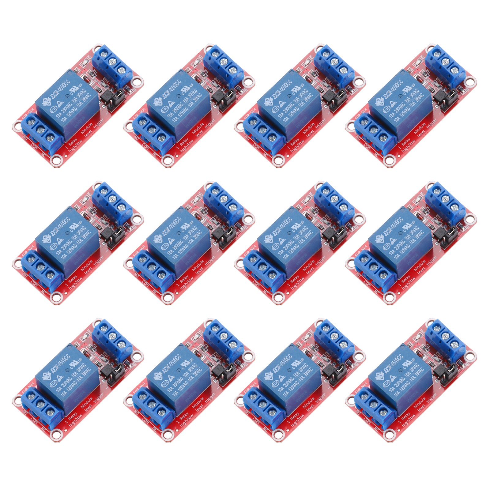 12 Pcs DC 5V 1 Channel Relay Module High or Low Level Trigger for Electronics