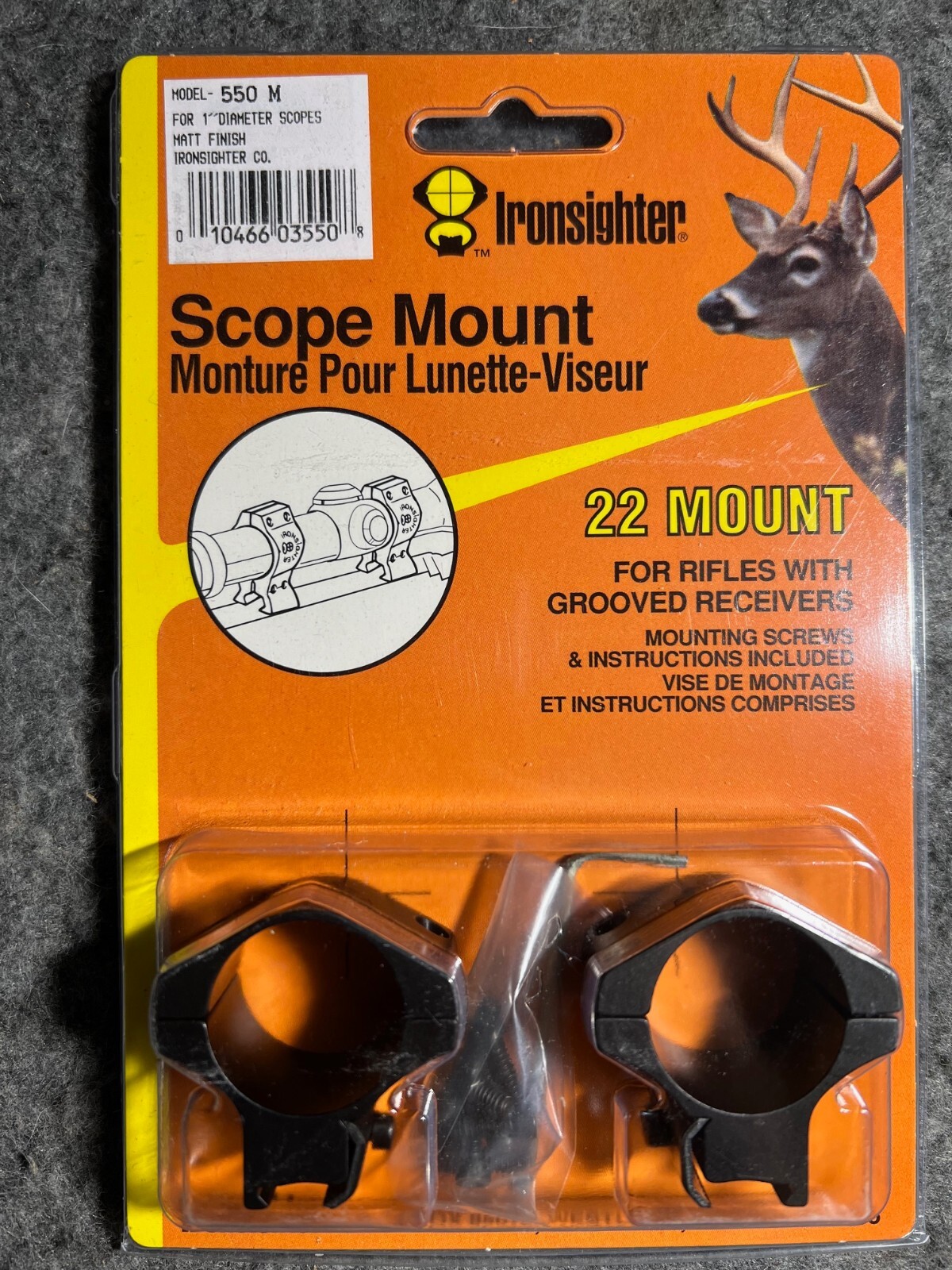 Ironsighter Scope Mount with Rings 550 M .22 Grooved