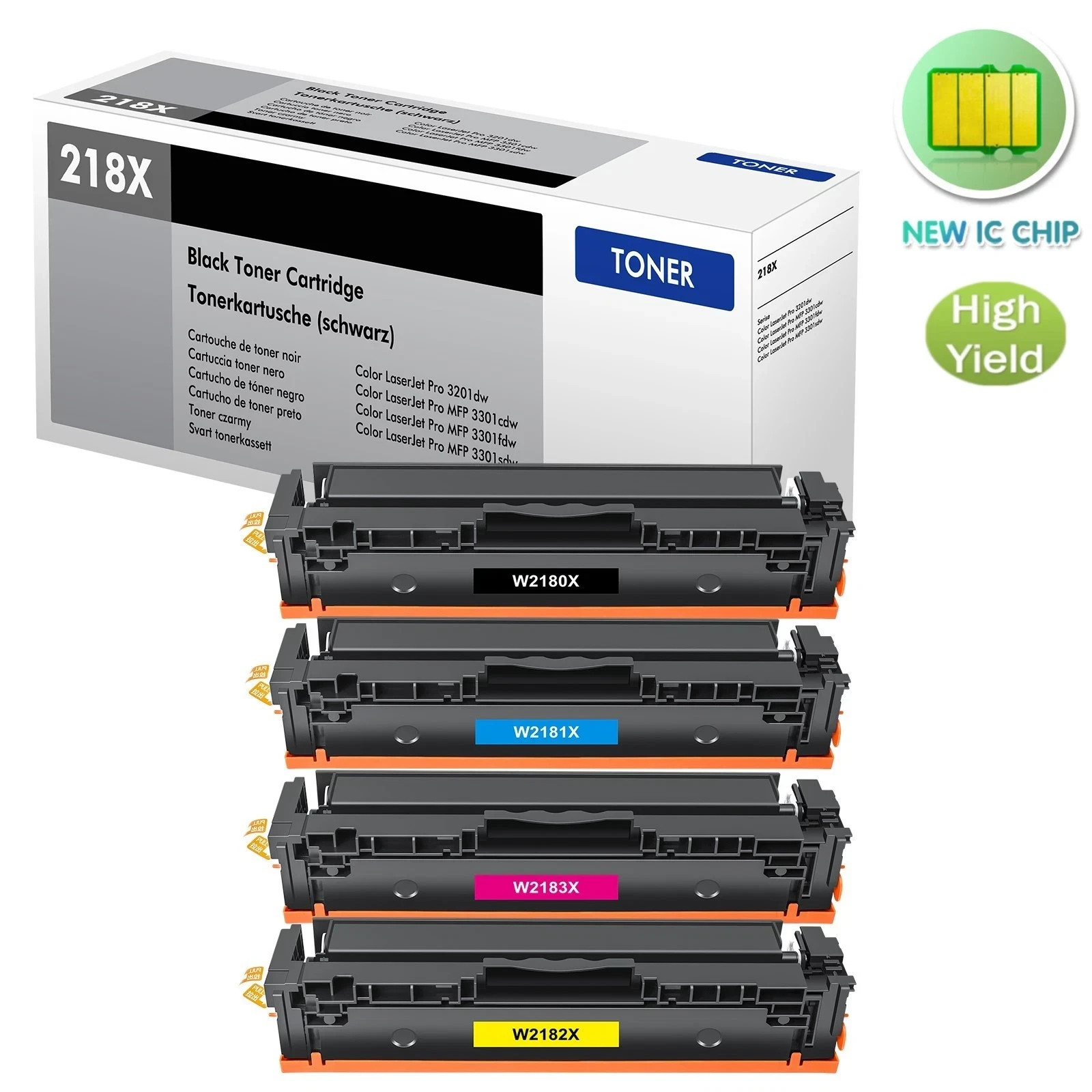 4 Pack 218X Toner Cartridges for HP W2180A 218A W2180X Color LaserJet Pro 3201dw
