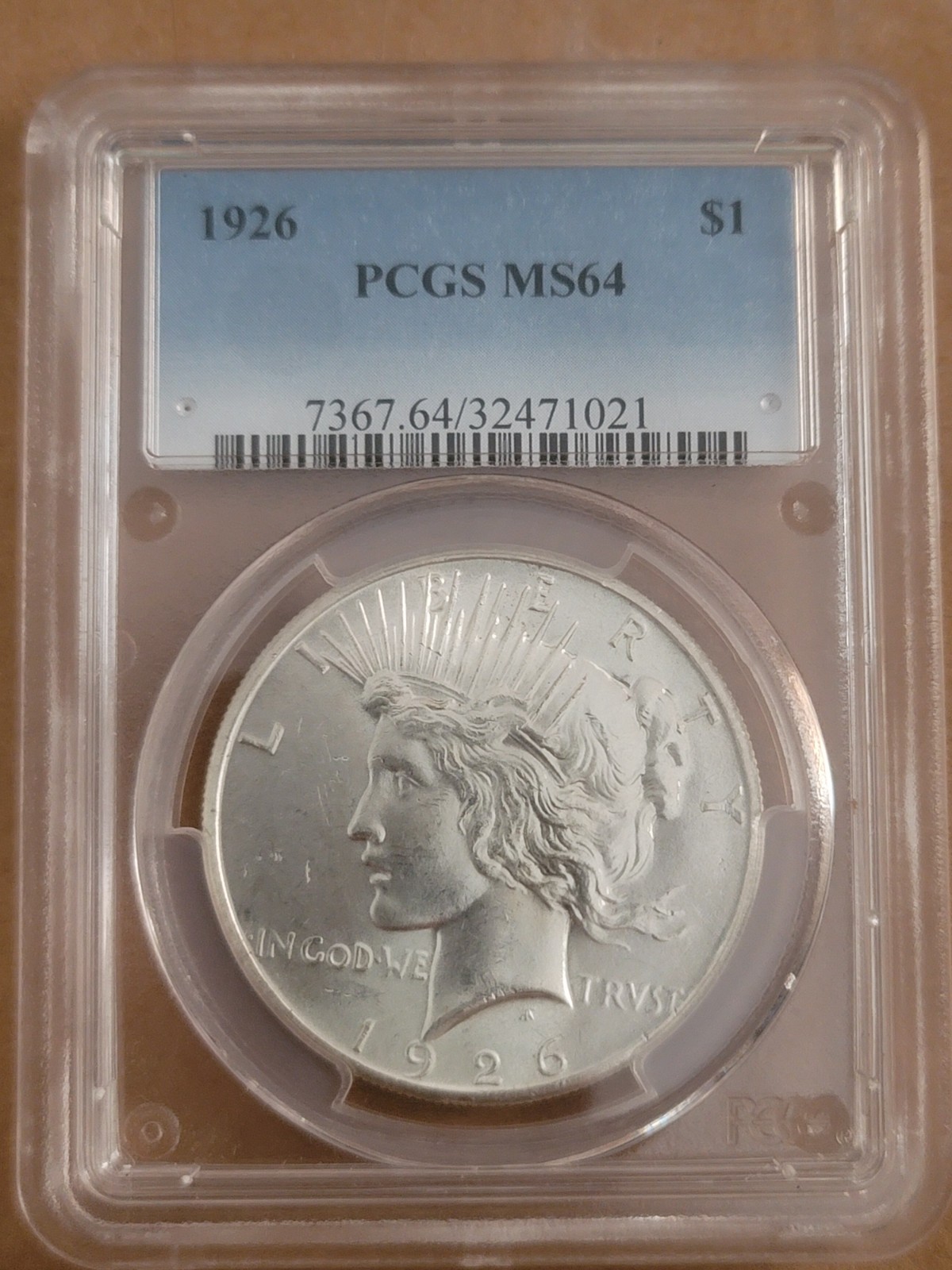 1926 Peace Silver Dollar $1 PCGS MS64, Philadelphia Business Strike KM#150