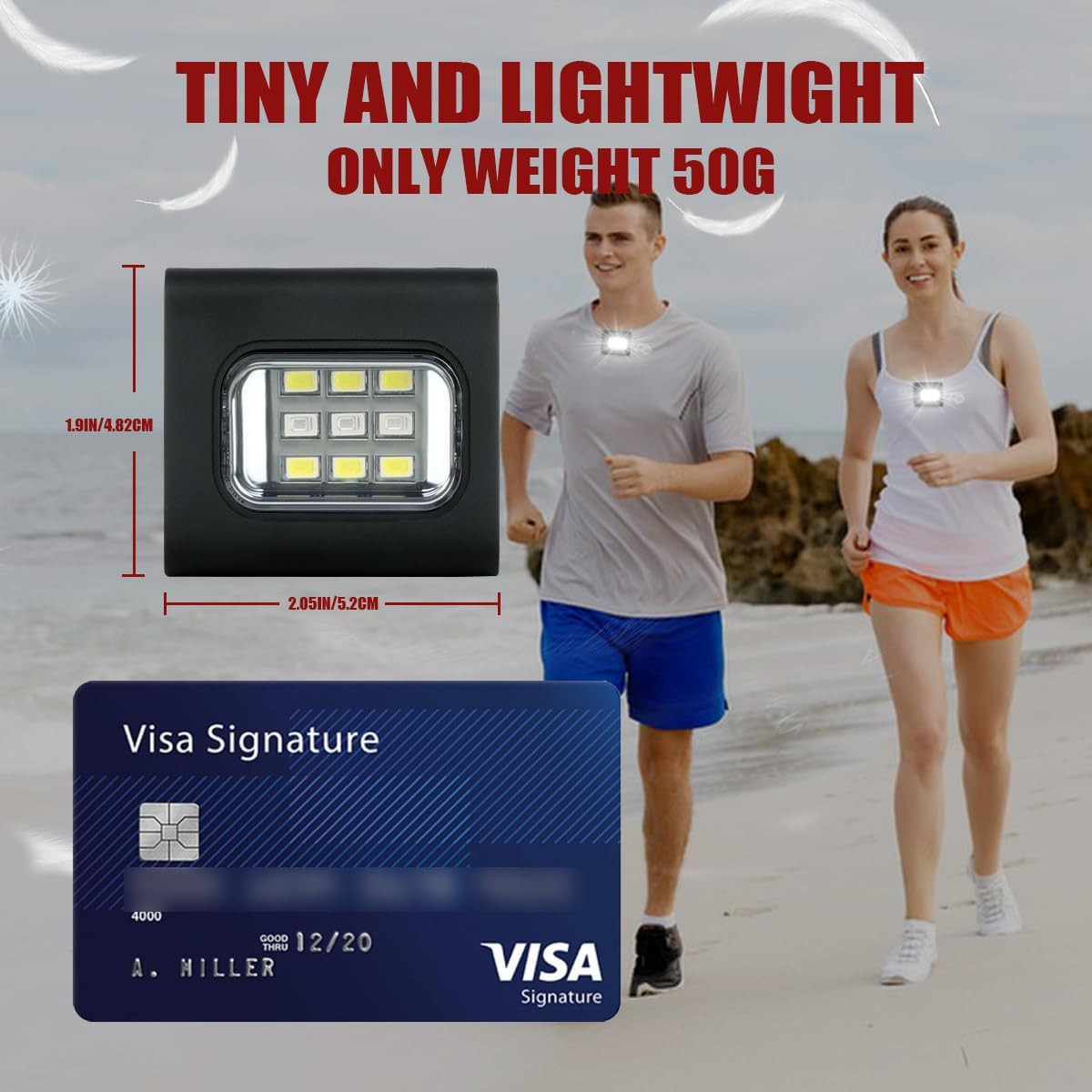 2 Pack Clip on Flashlight for Running Walking at Night Handsfree Work Light