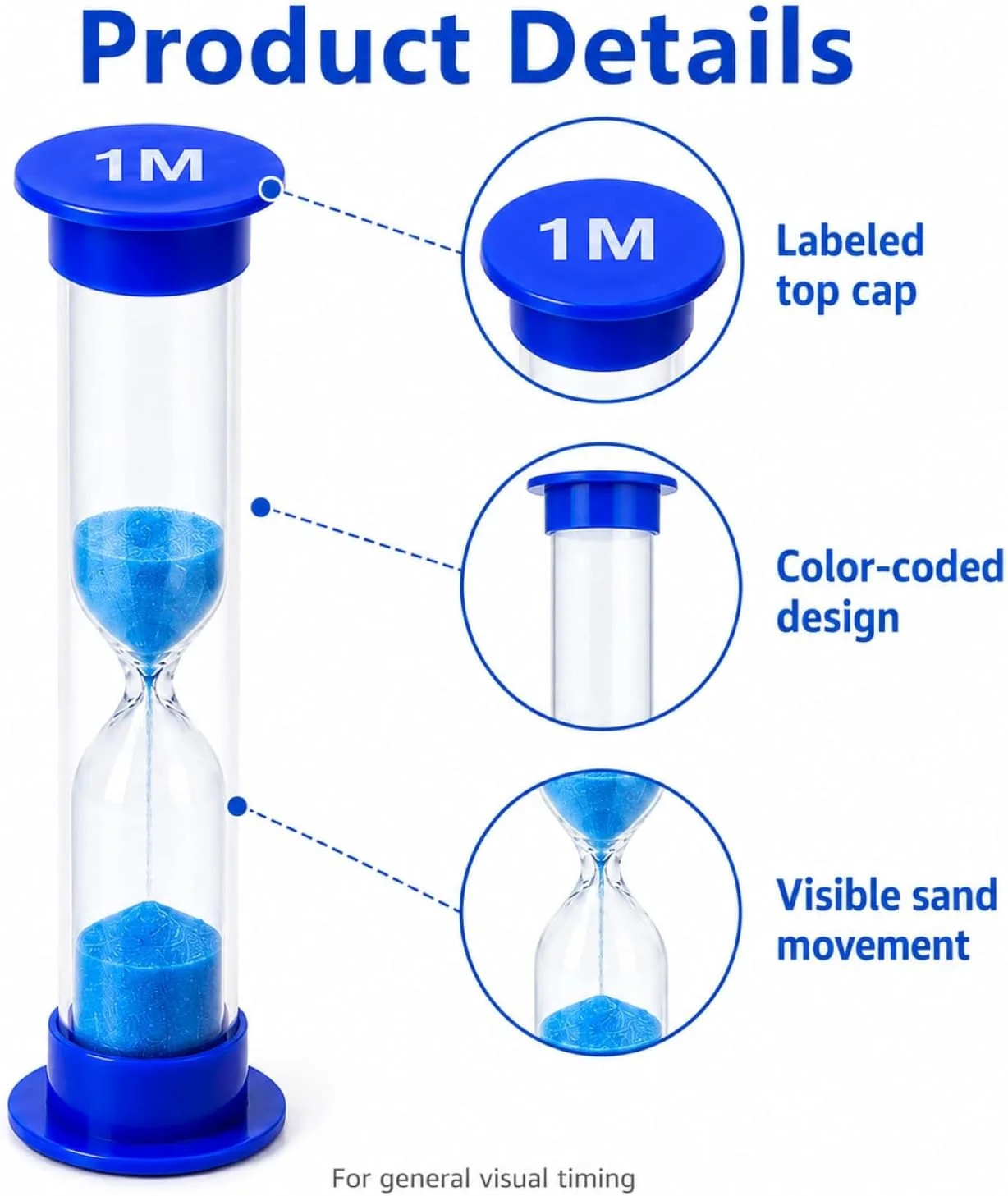 Plastic Sand Timer Sandglass Hourglass Sand Clock Timer 30 sec, 1 min, 2 mins, 3