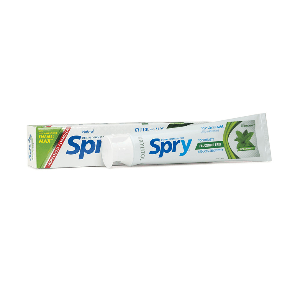 Spry Dental Defense Xylitol Toothpaste Flouride Free Spearmint Flavor 5.0 Ounce