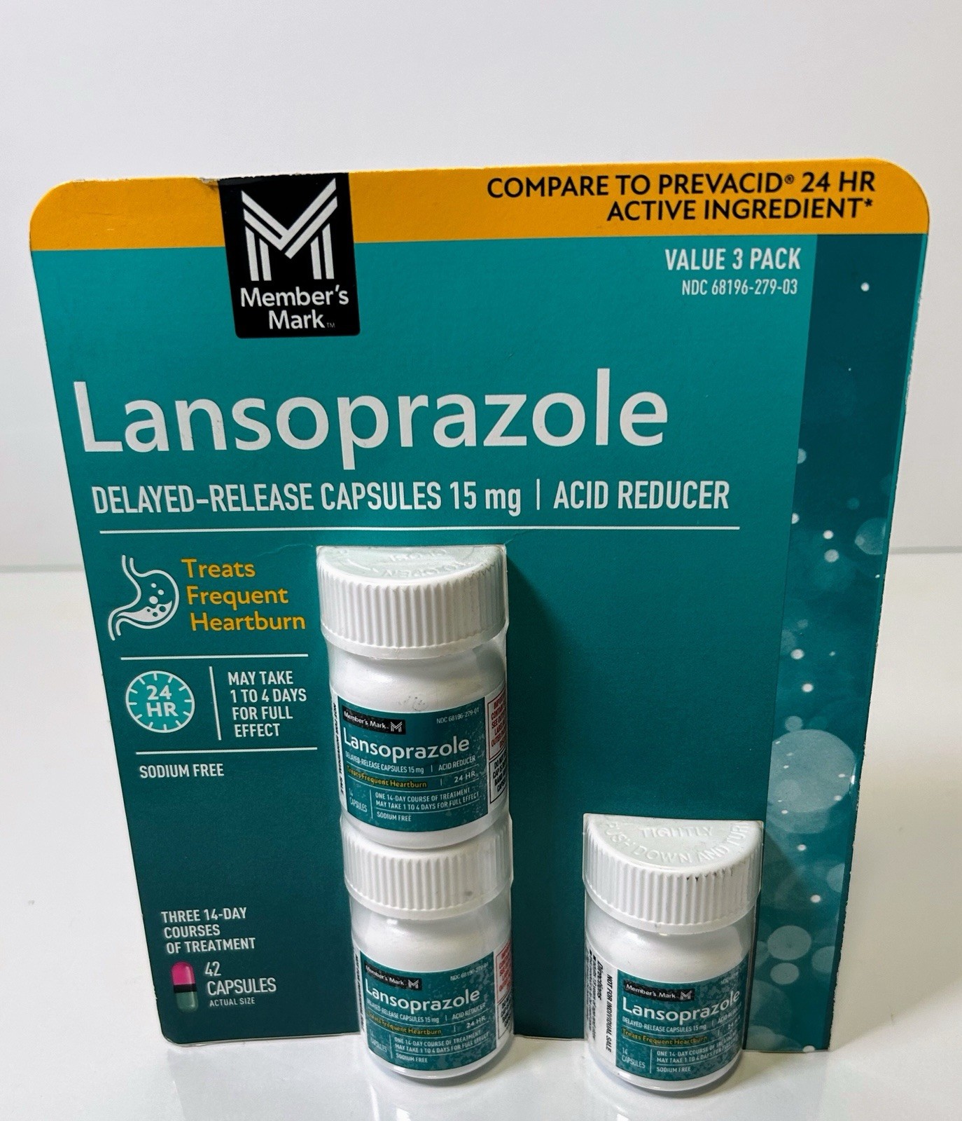 Member's Mark Lansoprazole 15mg Acid Reducer Delayed Release 42 caps Exp 05/2026