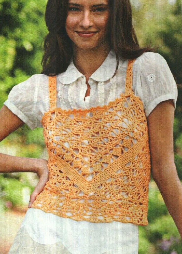 APRICOT CAMISOLE TOP 3 SIZES WOMEN'S CROCHET PATTERN INSTRUCTIONS