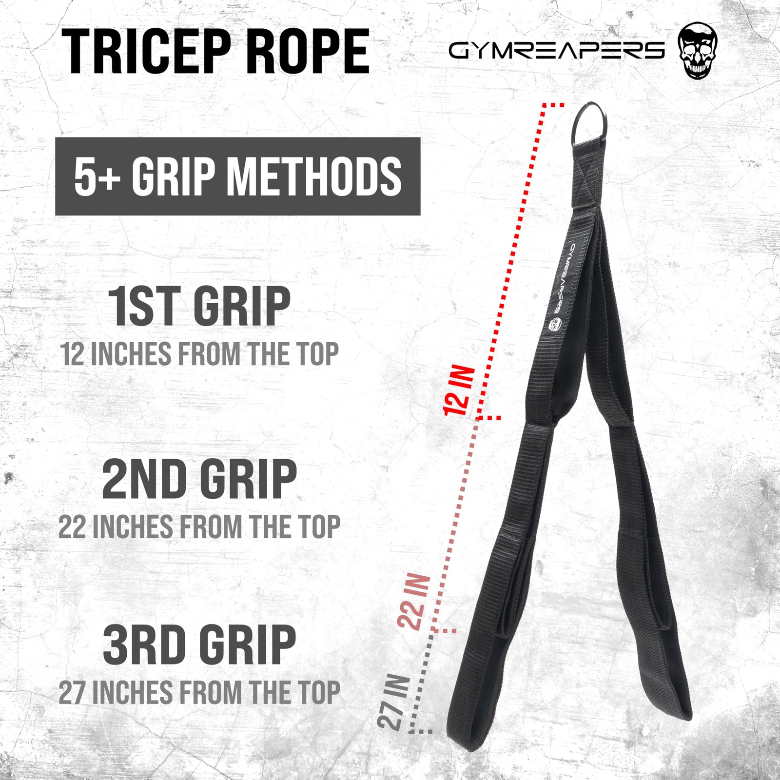 Gymreapers Tricep Rope Cable Attachment - Multi-Workout Tricep Pull Down Cable A
