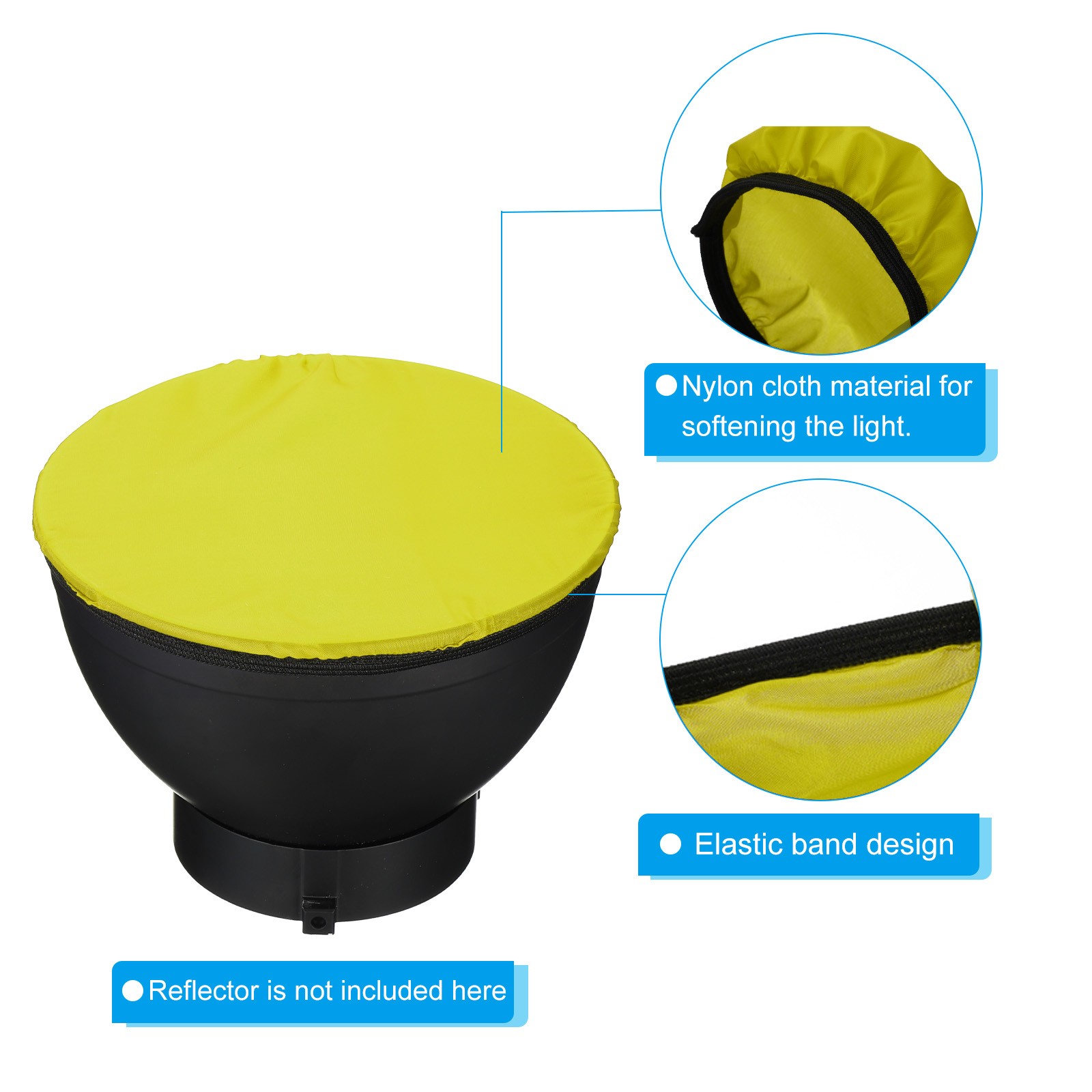 4pcs 7" 18cm Soft Diffuser Lamp Cover Light Strobe Reflector Lamp Sock Yellow