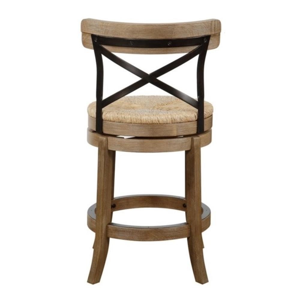 Home Square 24" Myrtle Swivel Counter Stool in Wheat Wire-Brush - Set of 2