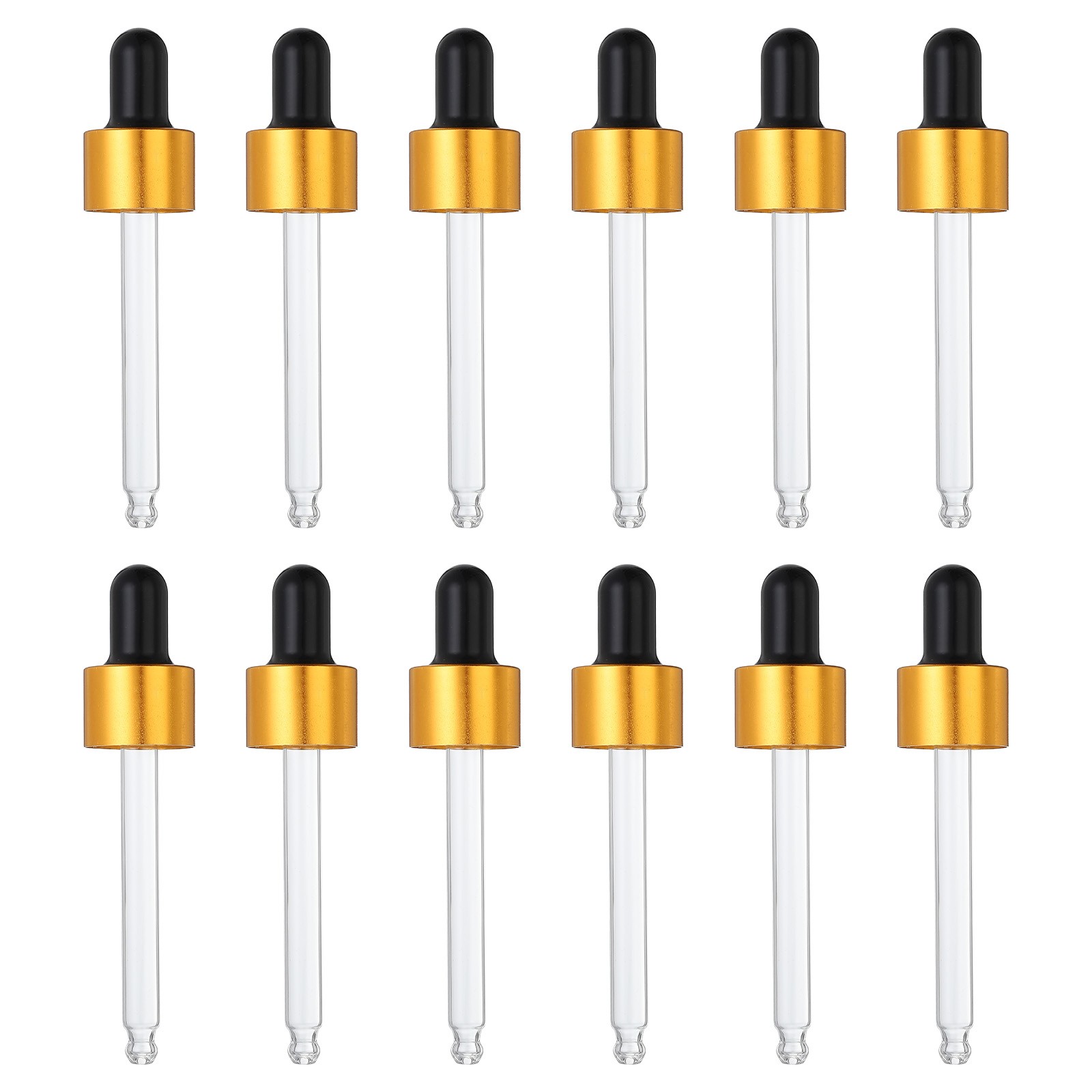 12 Pcs Aluminum Glass Dropper Closure Top for 30ml(1oz) Bottle, Gold Tone