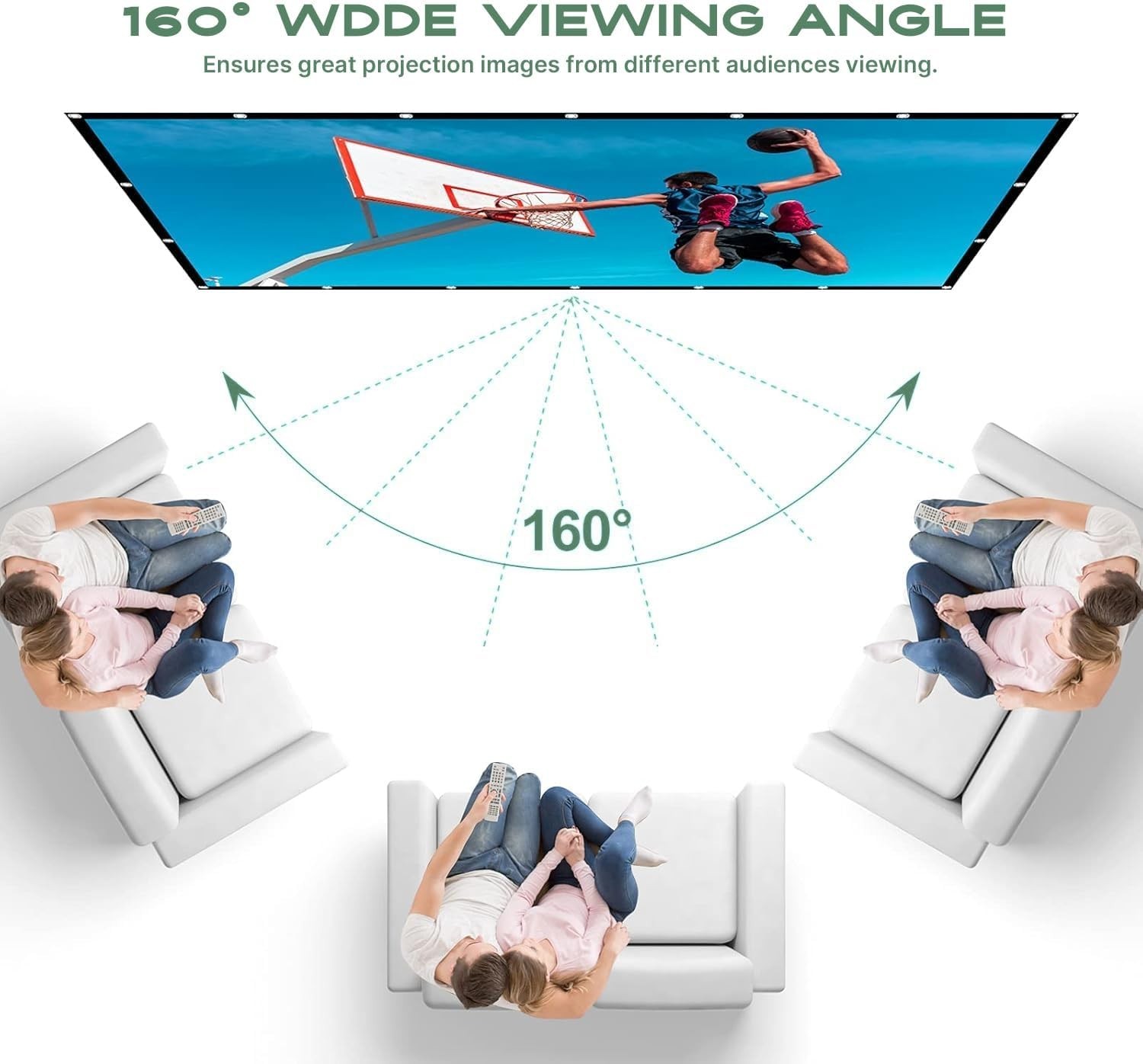 Lightweight 150-Inch Projector Screen – Double-Sided & 160-Degree Viewing Angle
