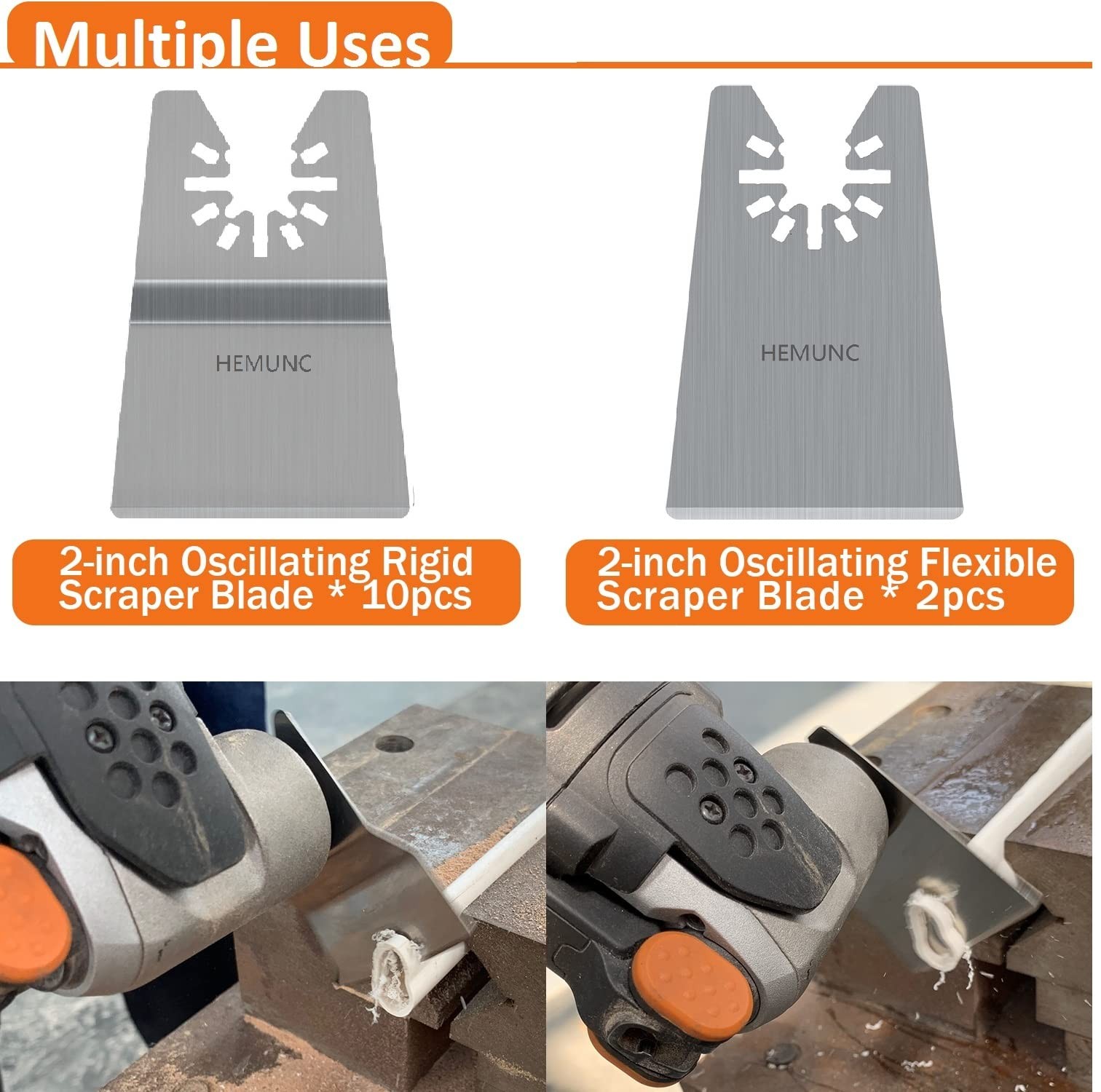 Oscillating Tool Scraper Blades Set, Include 12-Rigid & Flexible, SILVER