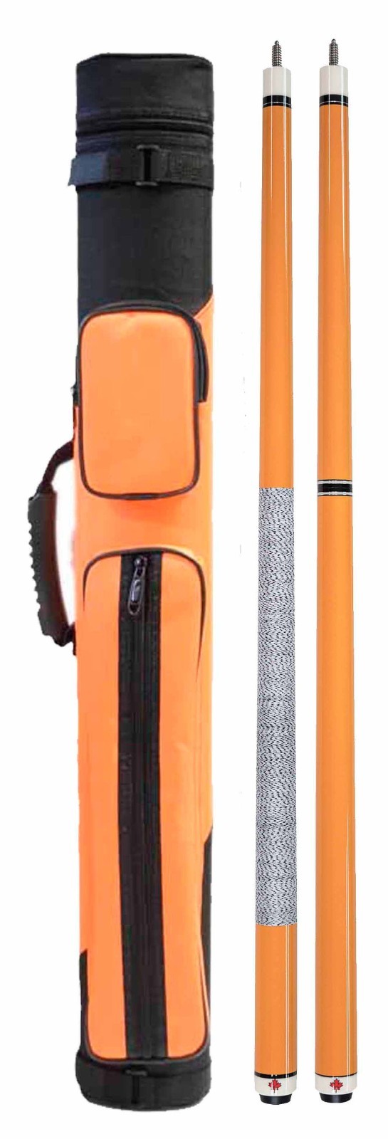 Package Set - Orange Play Pool Cue, Break Jump Cue & 2x2 Case.