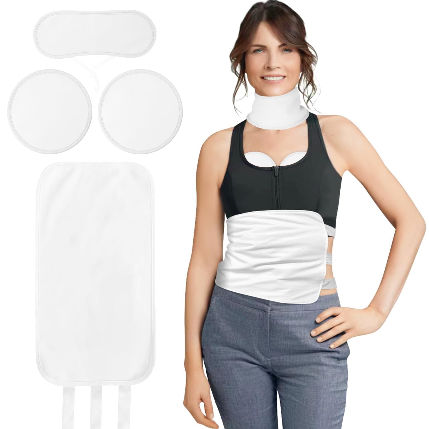 4 Pcs Castor Oil Pack Wrap Organic Cotton for Stomach, Neck, Breast, Belly, L