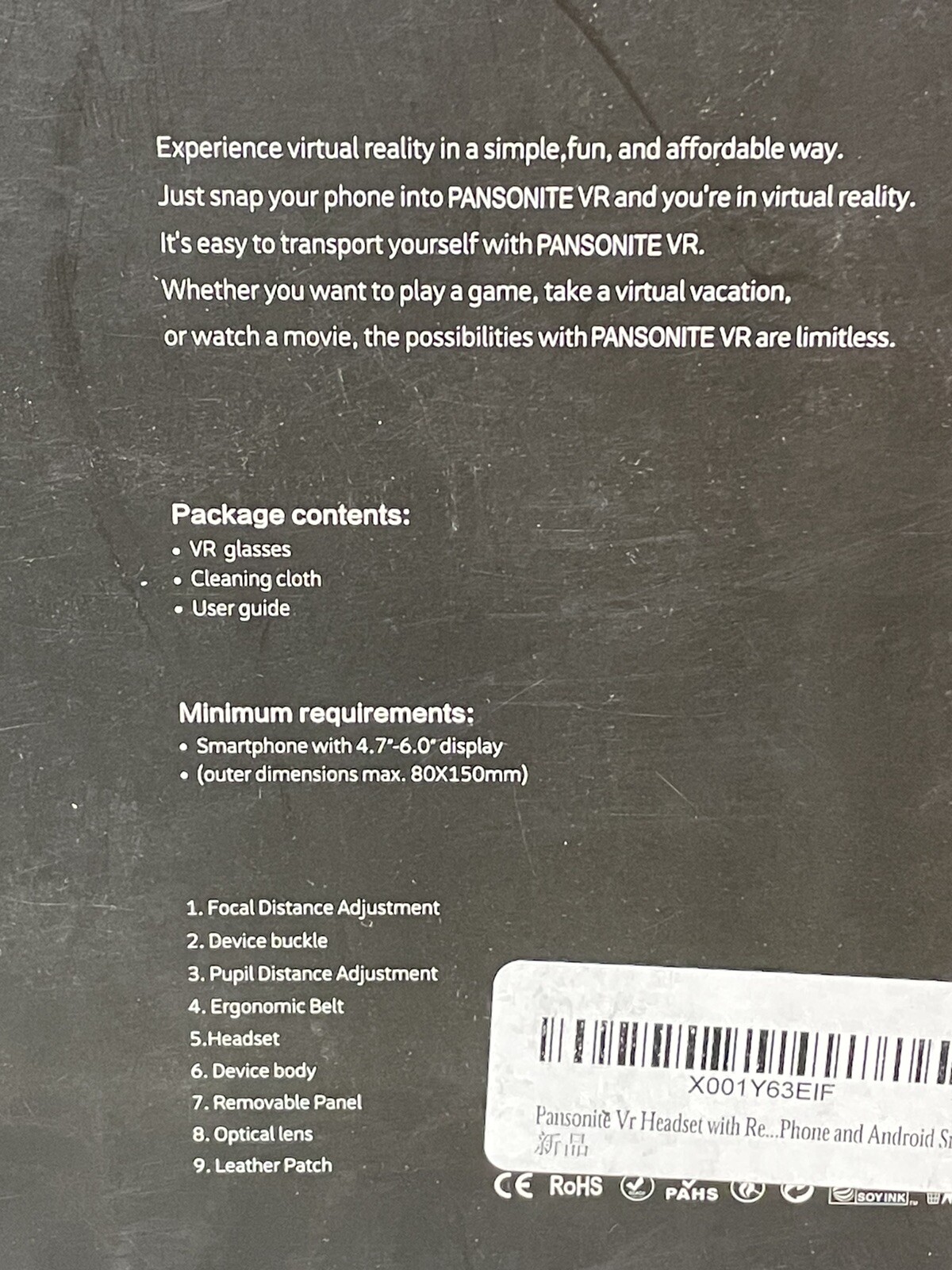 New Pansonite VR Headset 3D Glasses Virtual Reality w/ Remote Controller