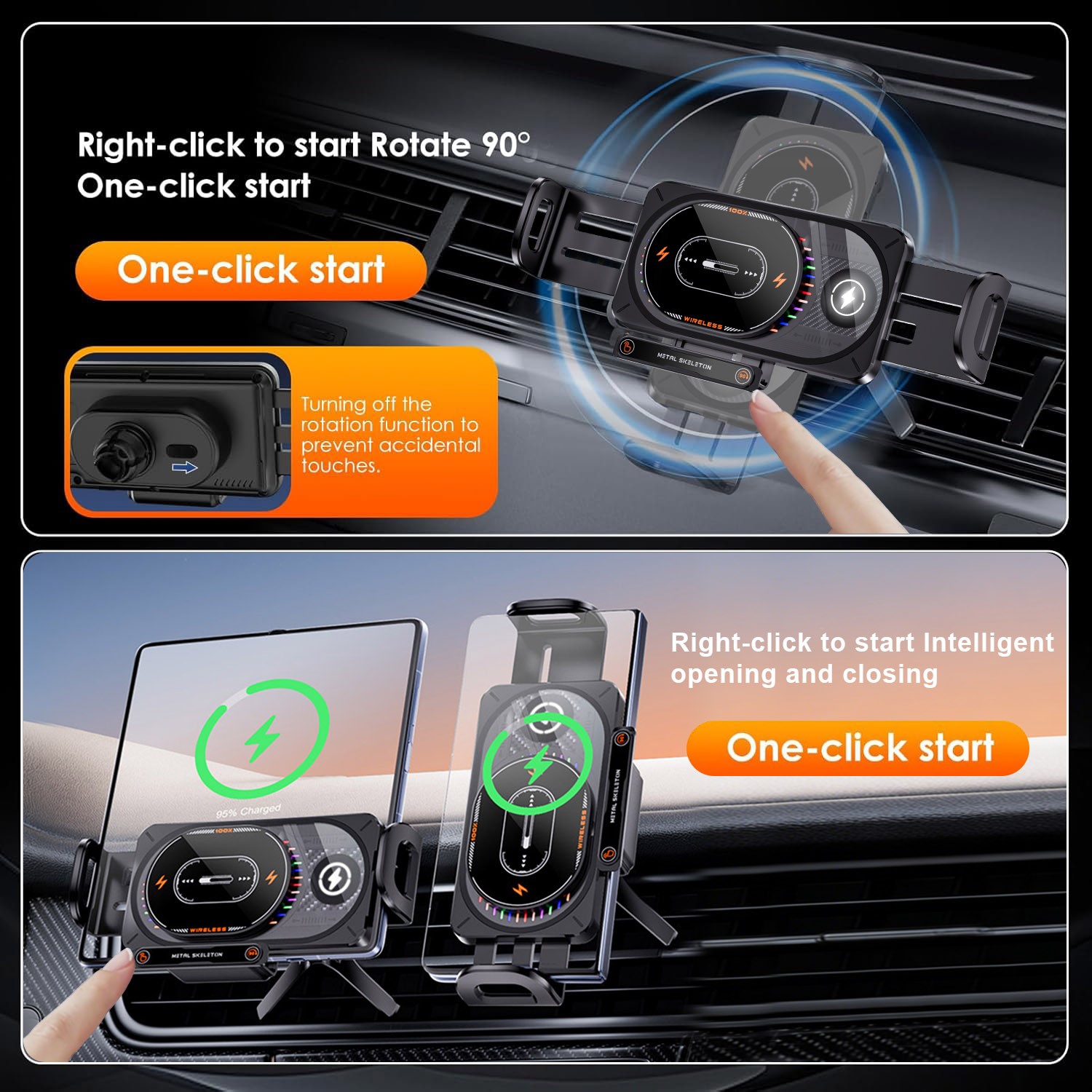 US Wireless Car Charger Phone Holder For Samusng Z TriFold S26 iPhone Air 17 Pro