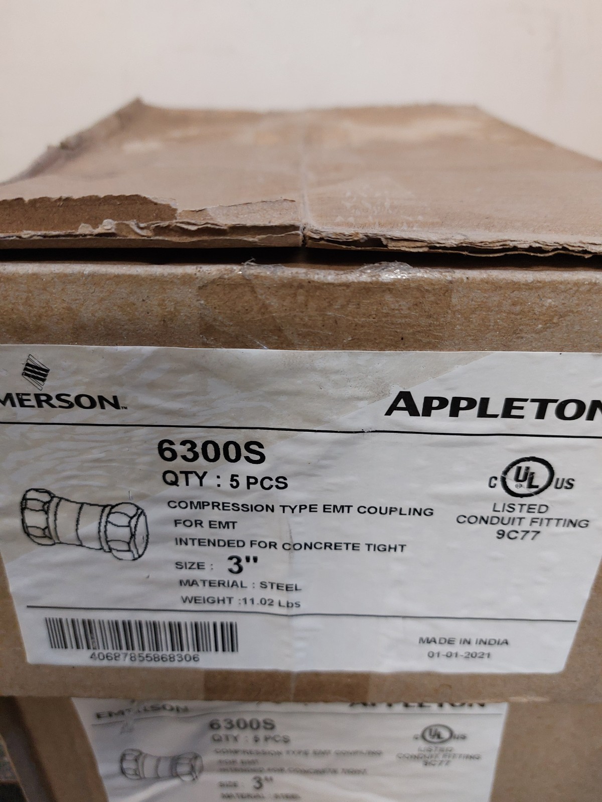 APPLETON 6300S 3" EMT COMP COUPLING (BOX OF 5)