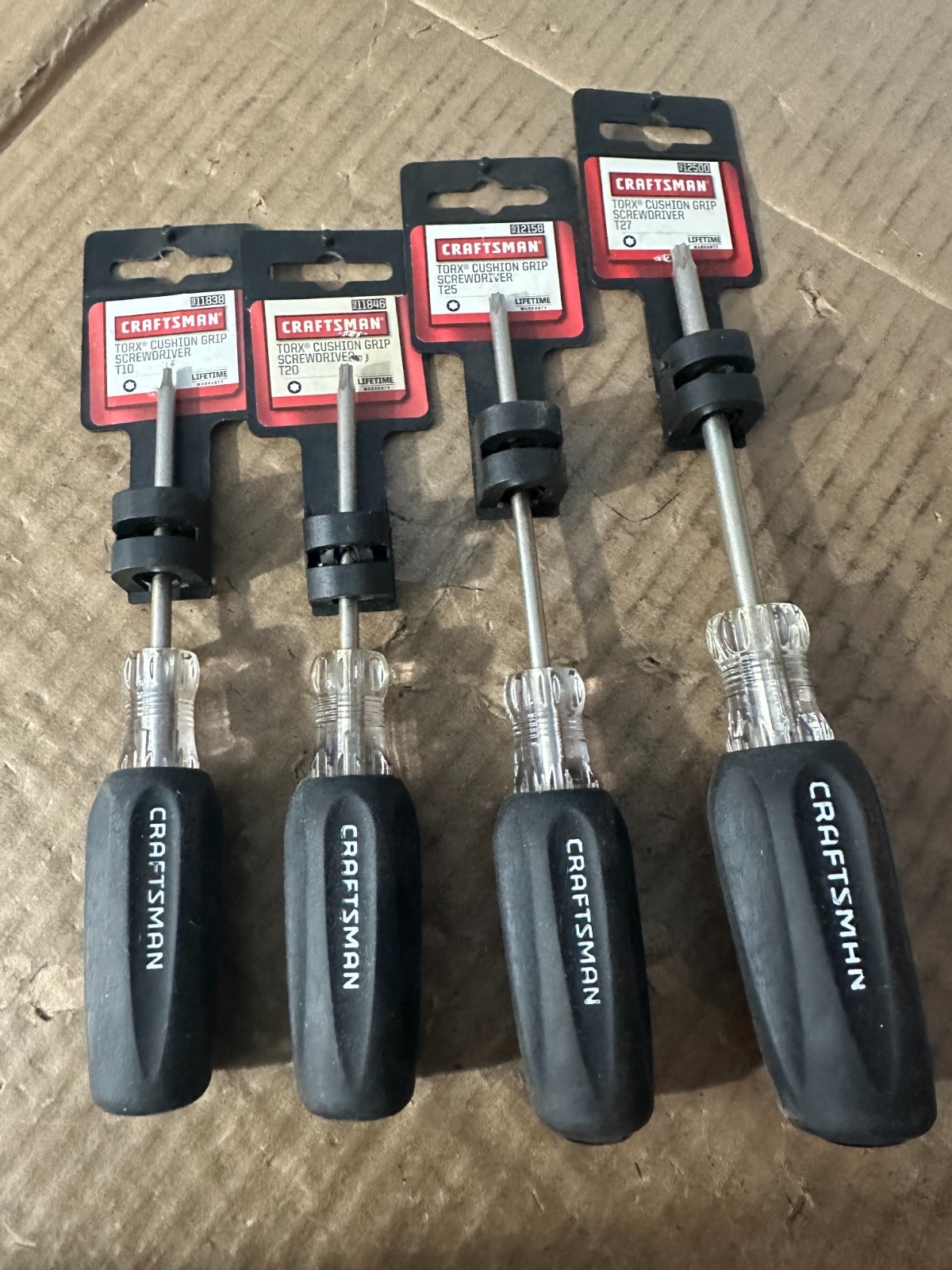 4 N. O. S. CRAFTSMAN TORX CUSHION GRIP SCREWDRIVERS T10, T20, T25, T27 USA