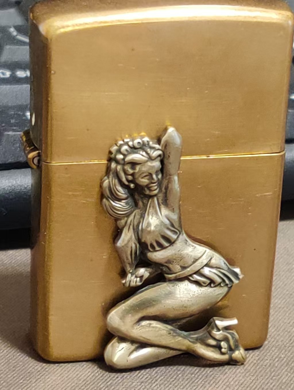1 piece Lighter accessories Brass Sexy curly haired girl DIY sticker