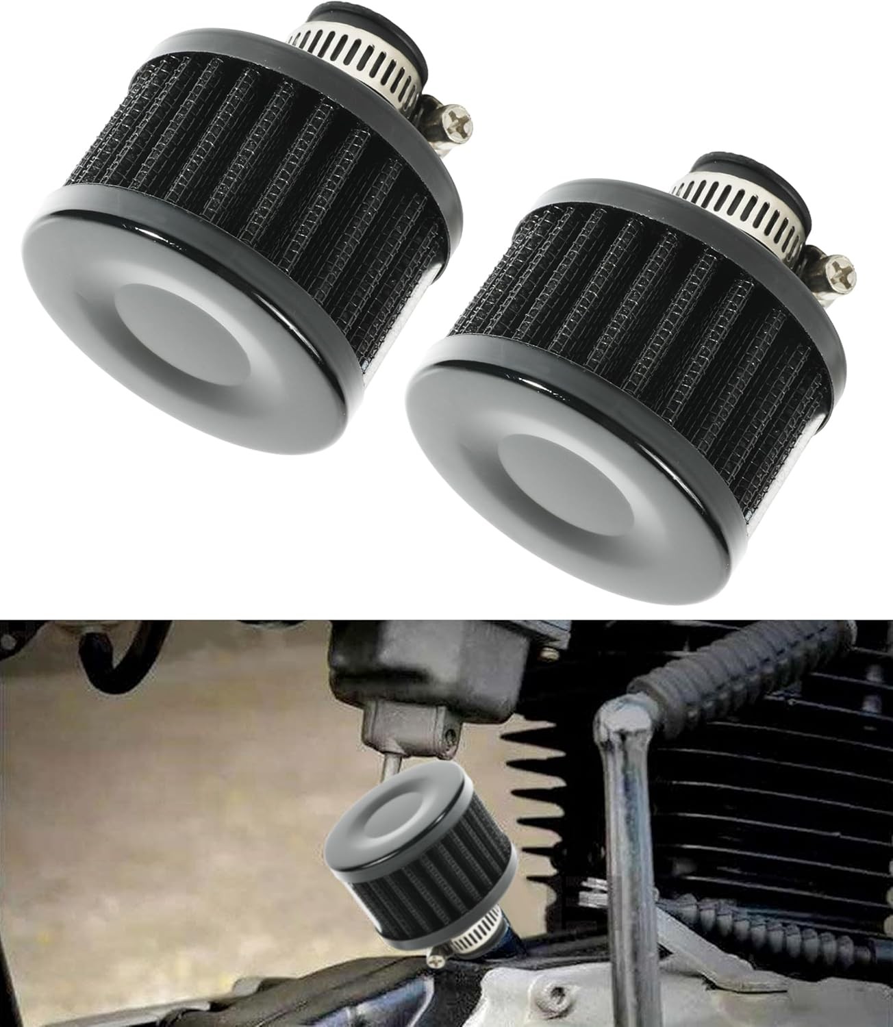 2Pcs Mini Air Filter Vent Crankcase Breather, Cold Air Intake Filter for Car, Mo