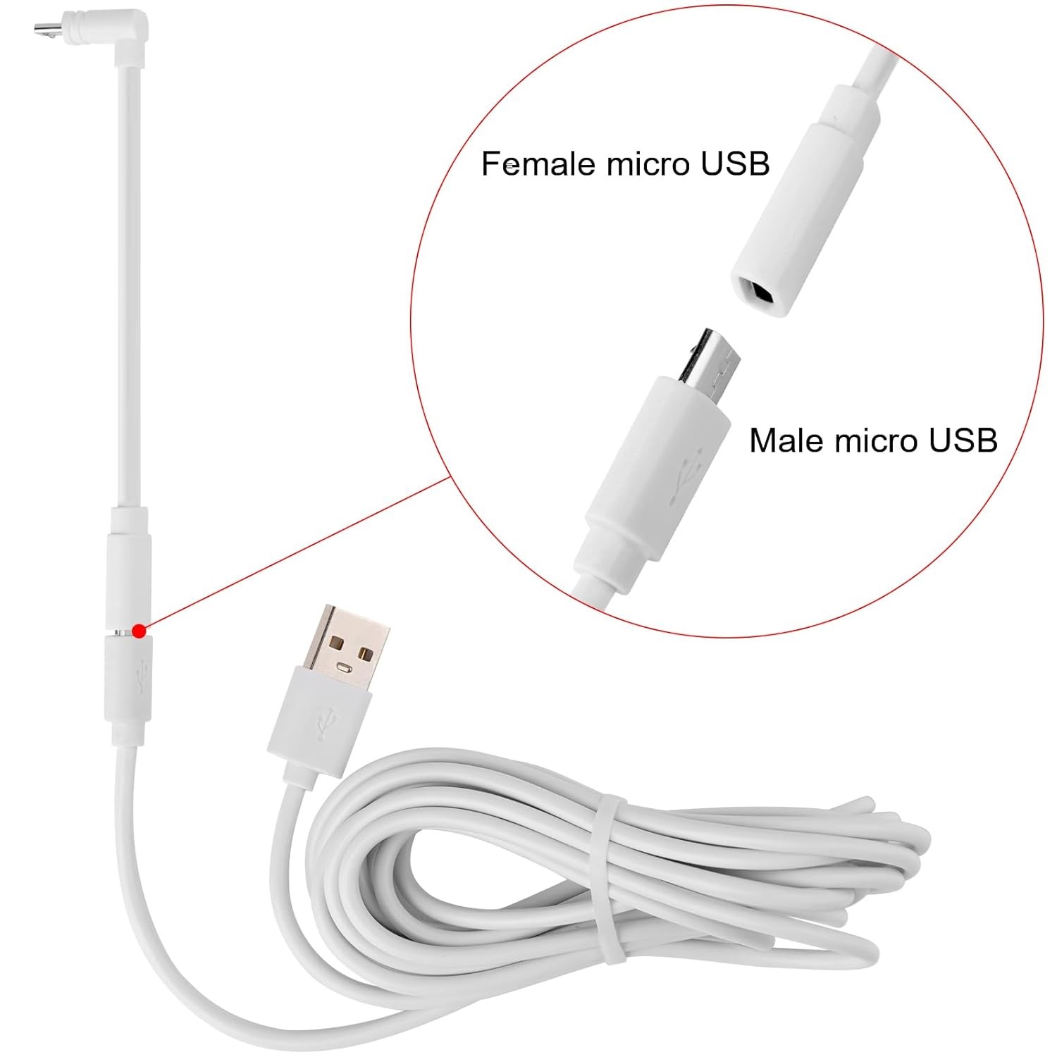 Uogw 3 Pack 90° Micro-USB Extension Cable Compatible with Wyze Cam Pan v3...