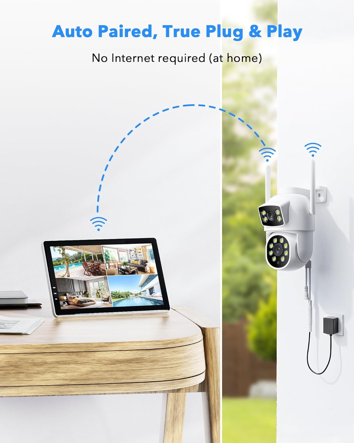 4MP Wireless CCTV Camera Security System Auto Track PTZ WiFi Surveillance Camera
