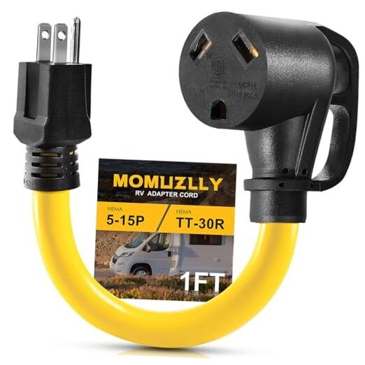 30 Amp to 110 Volt RV Power Adapter Cord, 15 Amp/20 Amp to 30Amp NEMA 5-15P