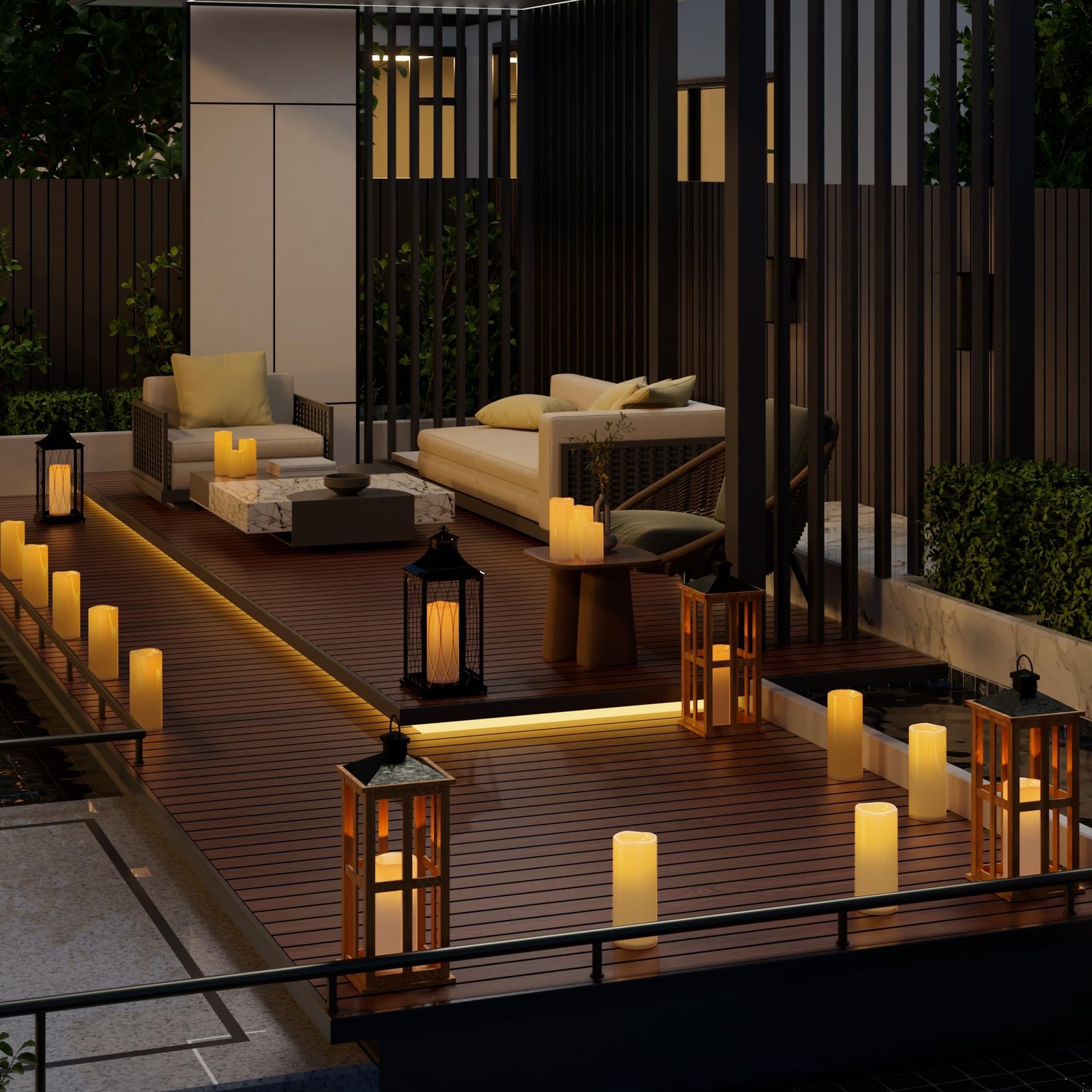 6" 8" 10" x 4" Ivory Large Waterproof Outdoor Flameless Candles Battery Opera...