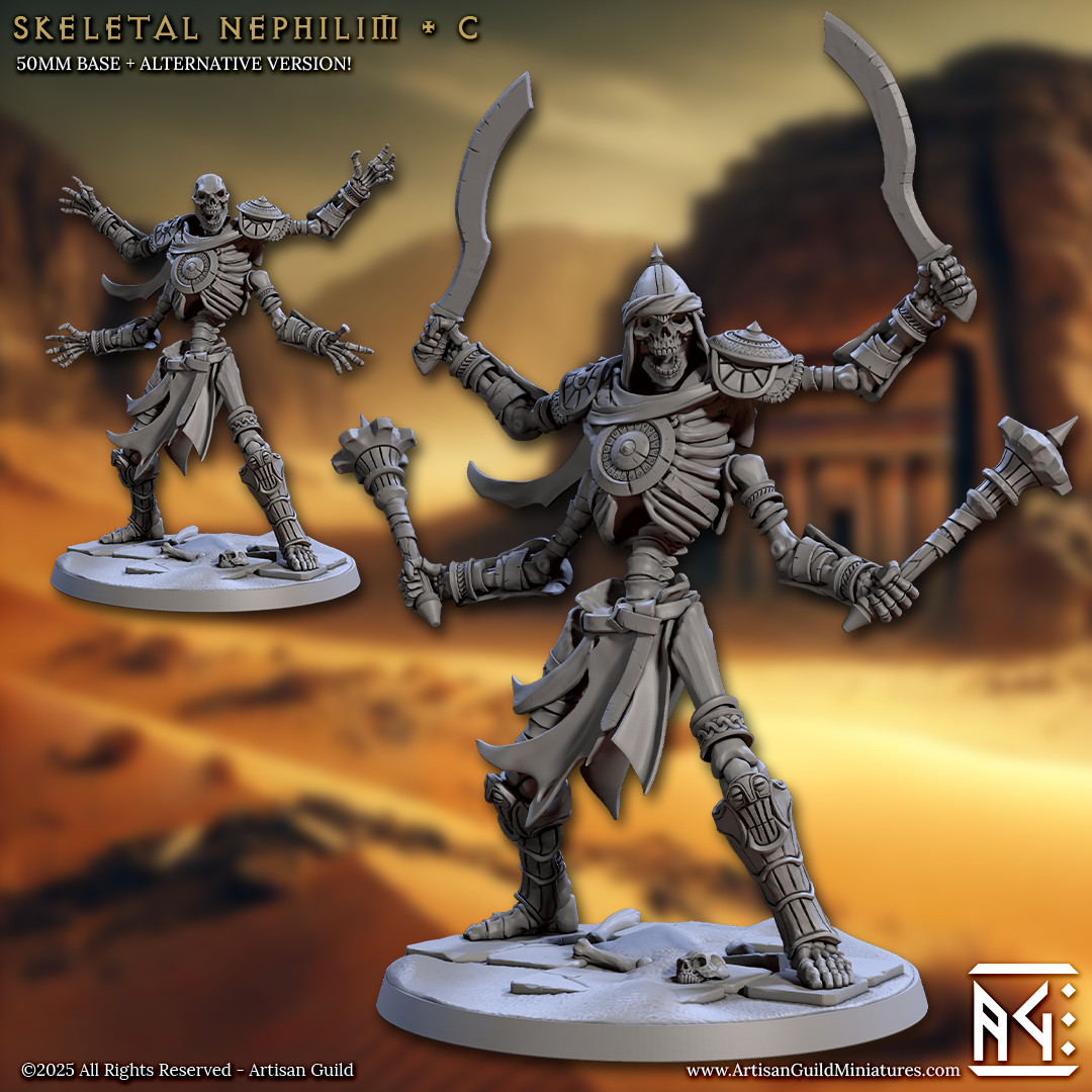 Four-Armed Skeletal Warrior - Swords Mace - Artisan Guild - Dungeons and Dragons