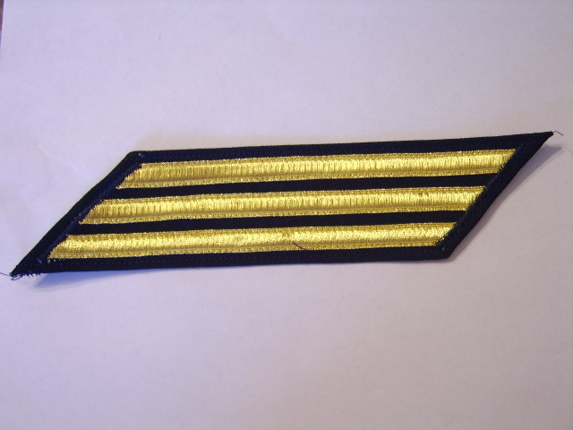 USCG SERVICE HASHMARKS - 12 YEARS SERVICE GOLD ON BLUE MATERIAL E7-E9