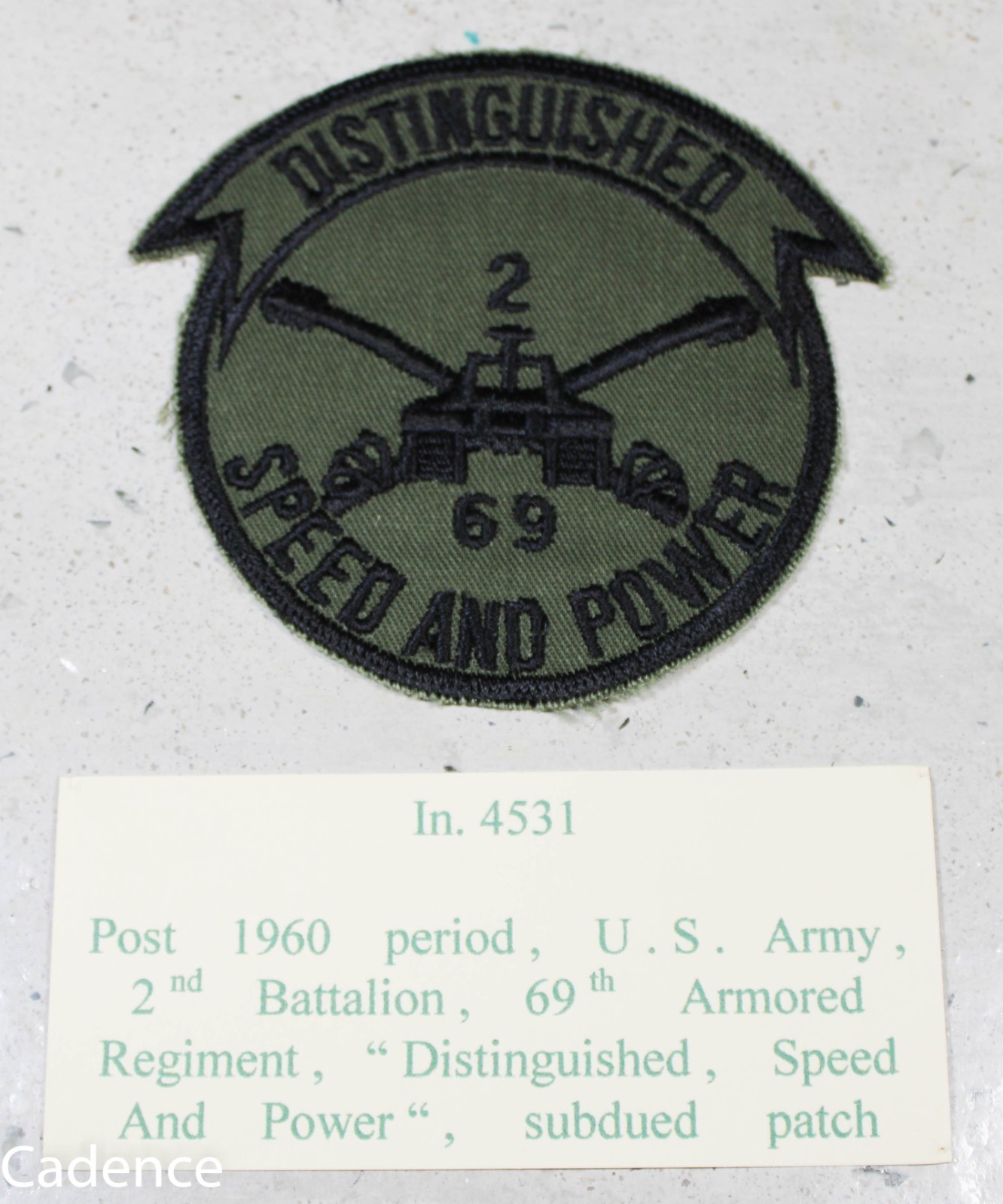 US Vietnam Era 2nd Bn 69th Armored Distinguished Speed & Power Subdue Patch B507