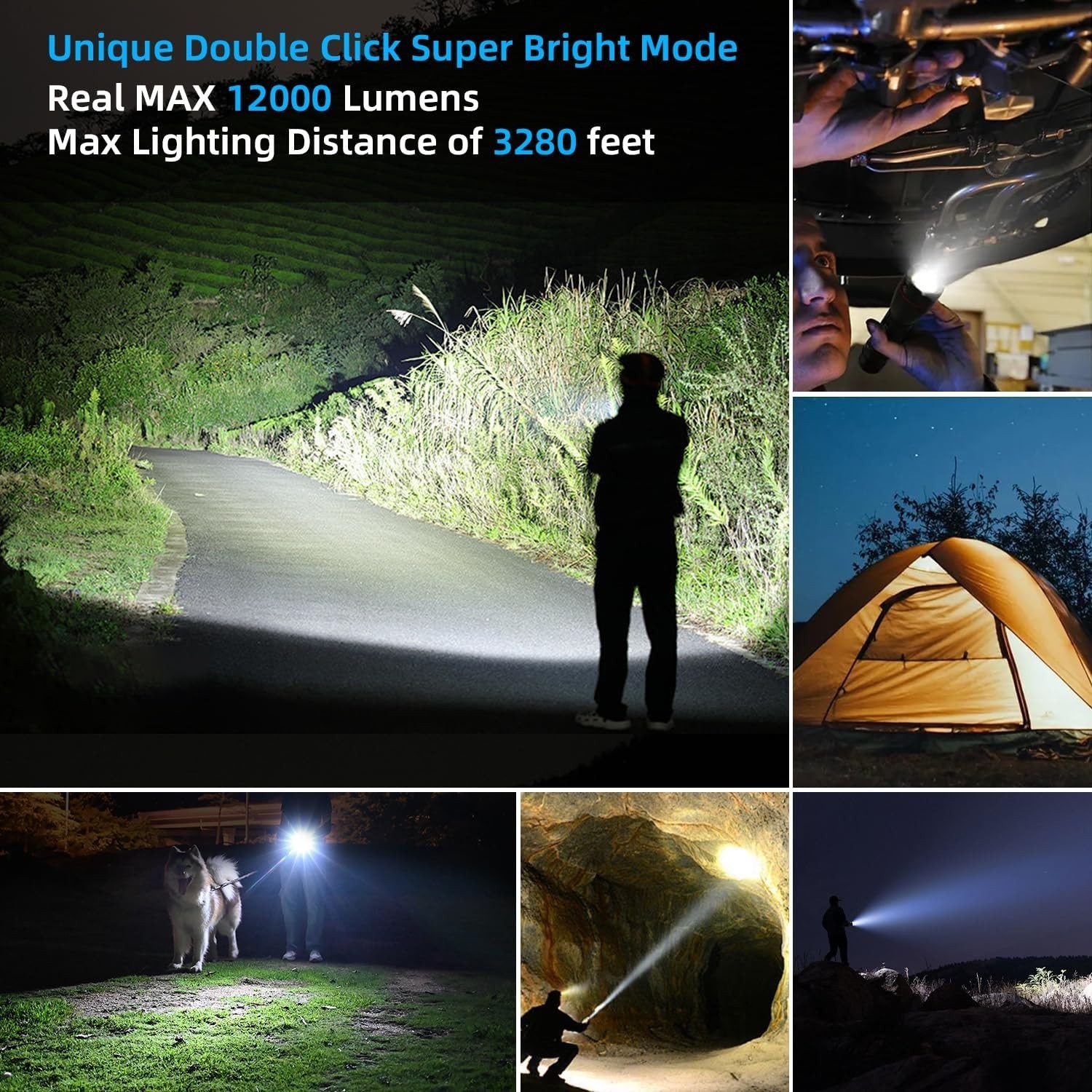 Military Grade Flashlight, 5 Modes 3000 High Lumens Led Waterproof, 2 Pack