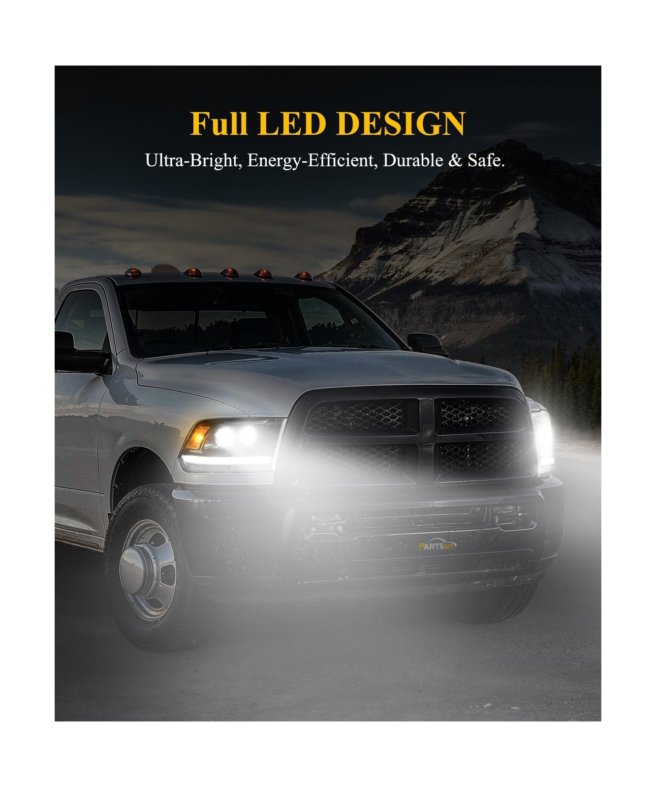 Partsam Full LED Headlights Assembly Compatible with 2009-2018 Ram 1500 2500 ...