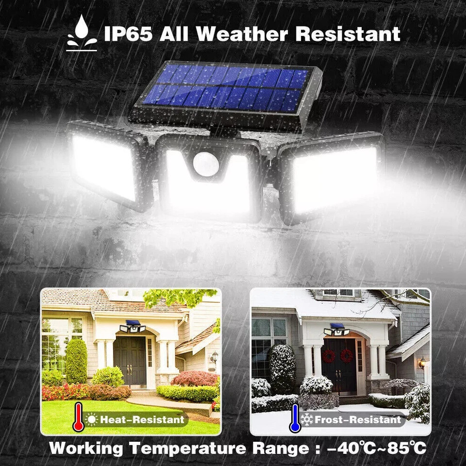 2 Pack LED Motion Sensor Solar Lights Outdoor IP65 Waterproof Security Lamp