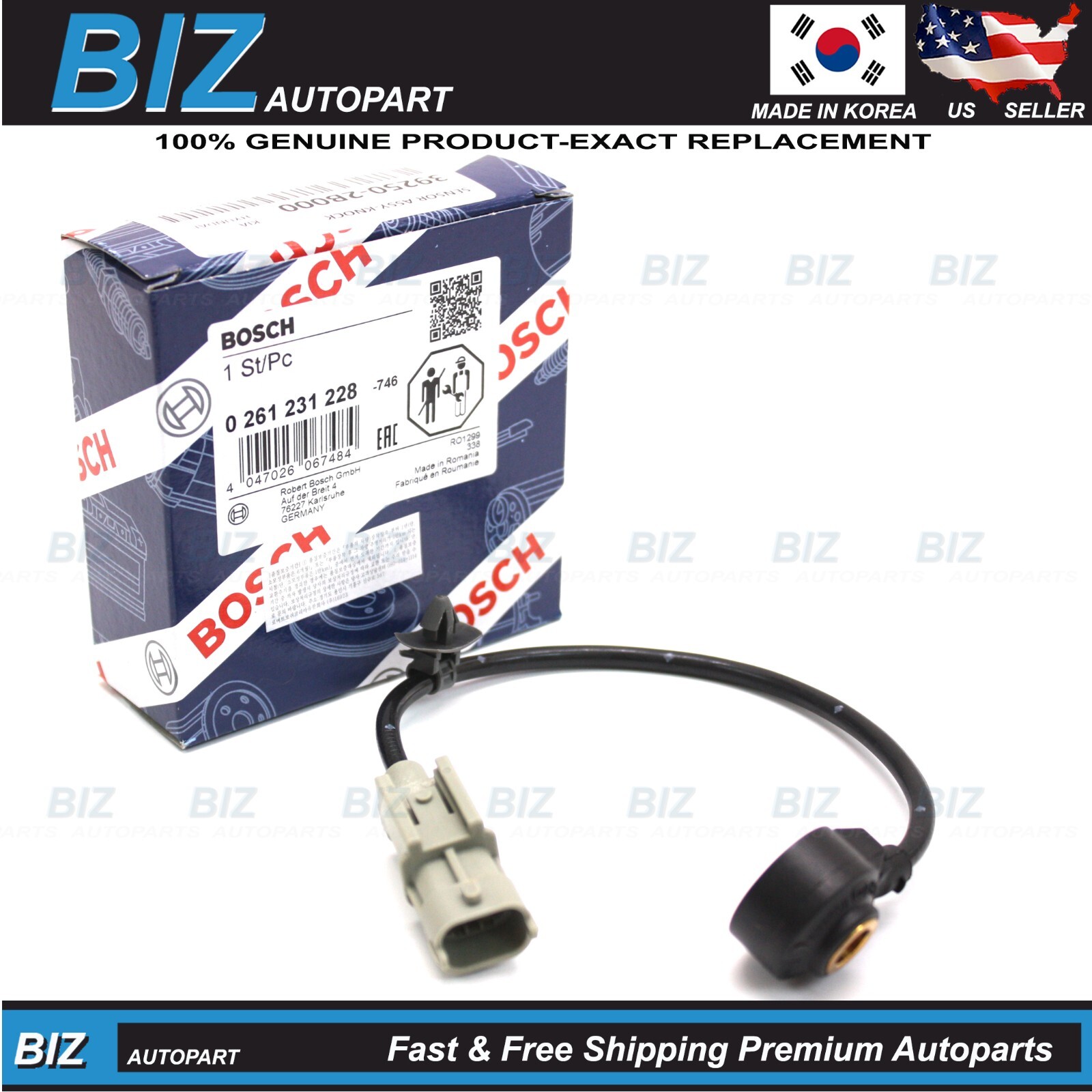 Bosch Knock Sensor for 12-19 Accent Veloster 10-19 Rio Soul 1.6L # 39250-2B000