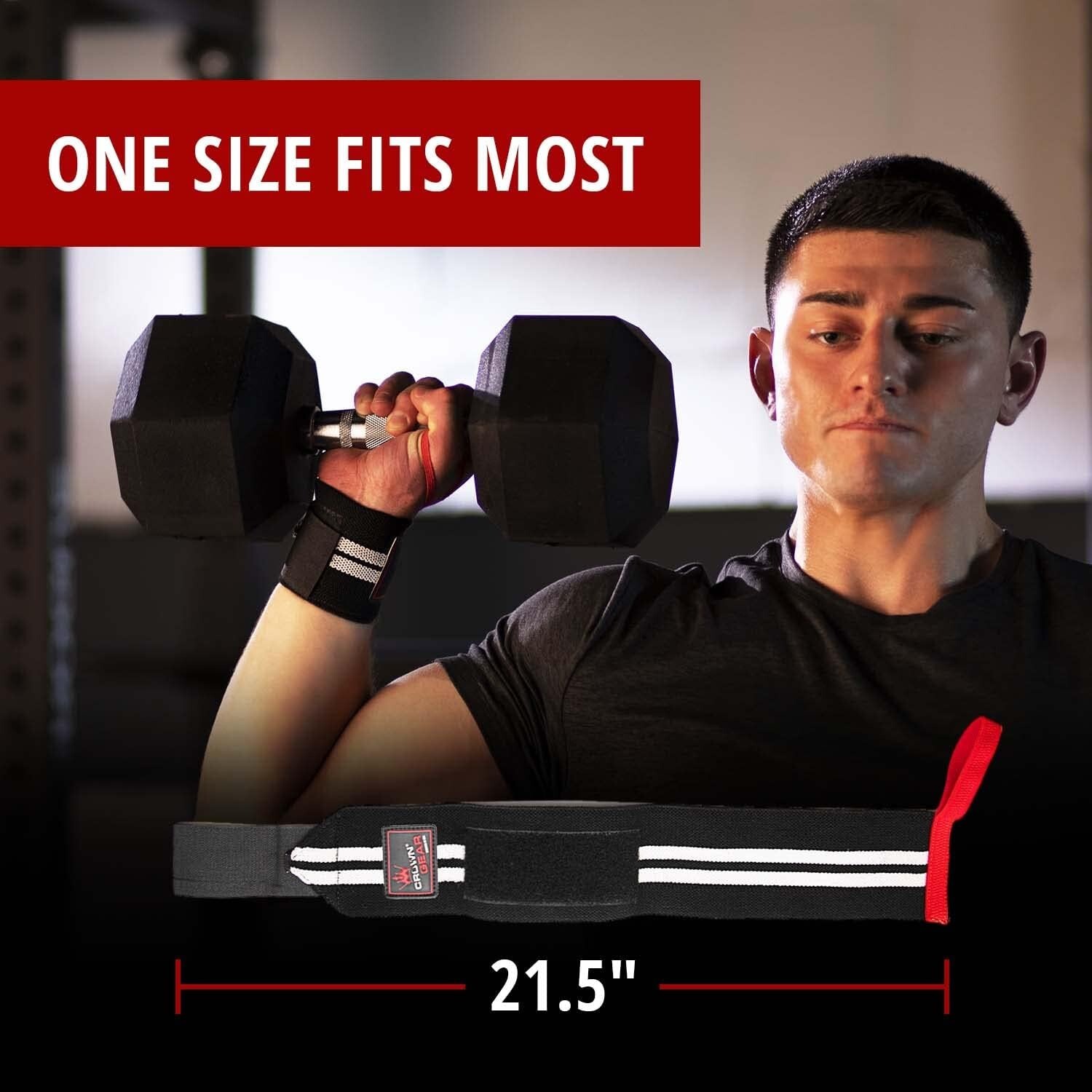 Crown Gear Weight Lifting Wrist Support Wraps with Thumb Loop
