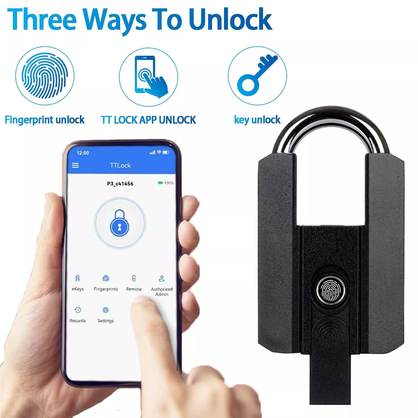 Bluetooth APP Smart Padlock Fingerprint Lock Keyless Electronic Door Lock