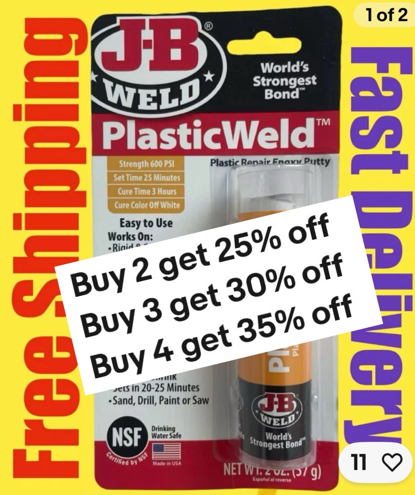 8237 Jb Weld  J B PlasticWeld Epoxy Putty Stick